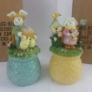Easter Bunny Candle Crock - Blue